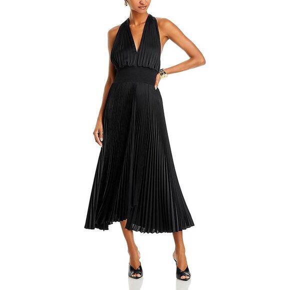 A.L.C. Dresses & Skirts - A.L.C. Womens Black Halter Style Top Pleated Wear to Party Halter Dress NWT